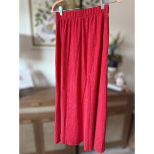 Abercrombie & Fitch Textured Ribbed Lined Gauzy Maxi Skirt Red Womens Sz XS Tall
